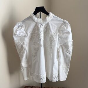Zara Elegant White Lace Blouse